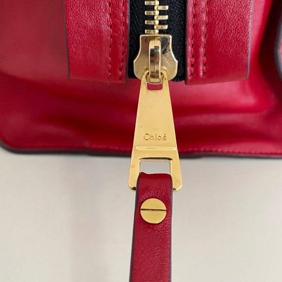 Chloe Dree RED Pebbled Leather Satchel Handbag - Picture 5 of 16